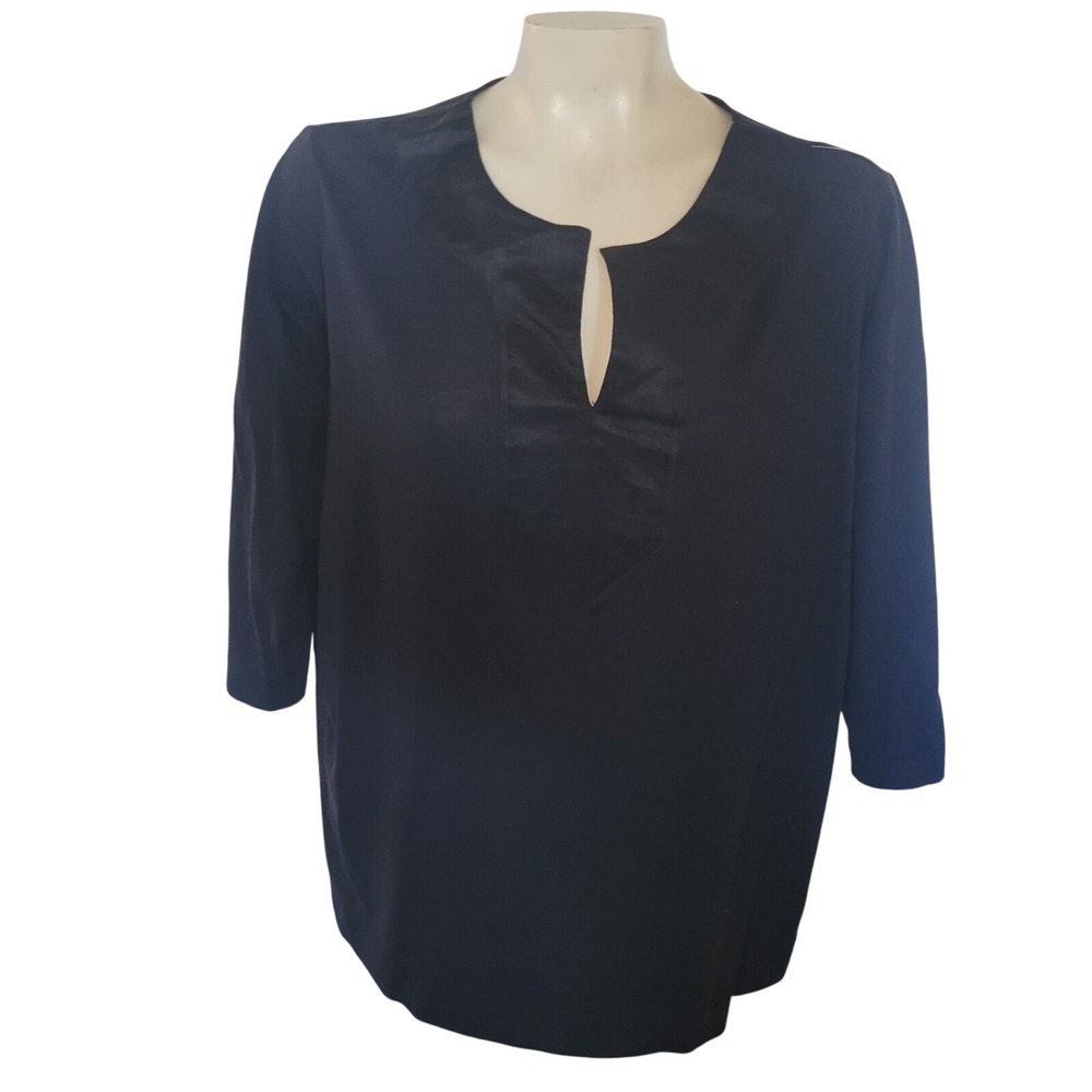 Ralph Lauren Womens 2X‎ Black Cotton Blend 3/4 Sleeve Tunic Top Blouse comfy